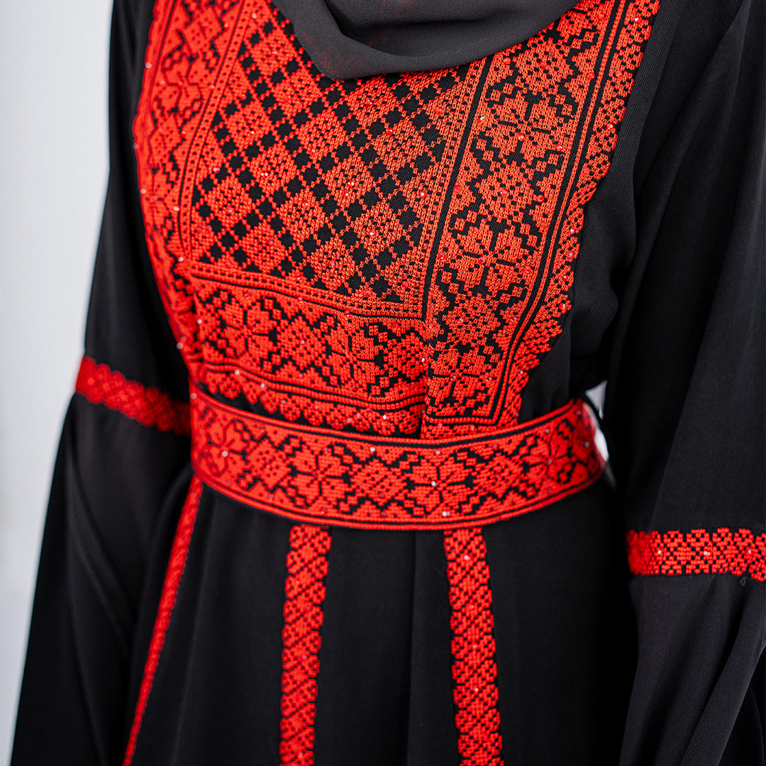 Rafah Abaya (Red & Black)