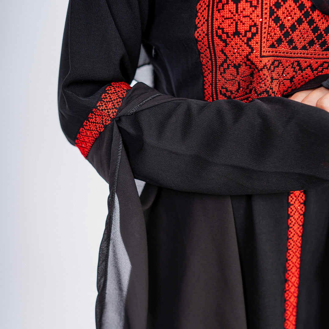 Rafah Abaya (Red & Black)