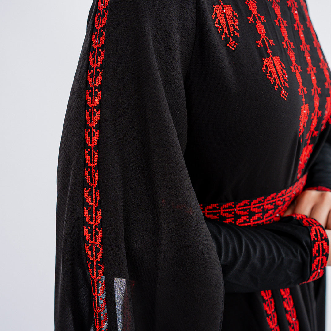 Yaffa Abaya (Black & Red)