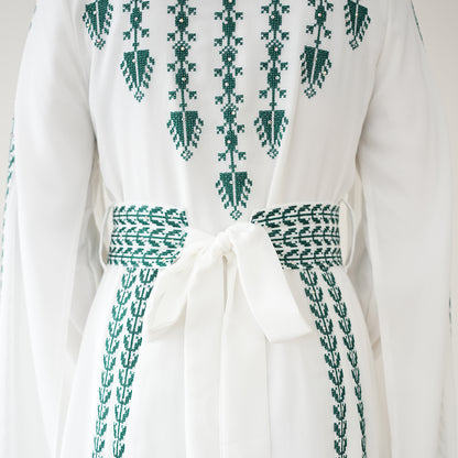 Yaffa Abaya (White & Green)