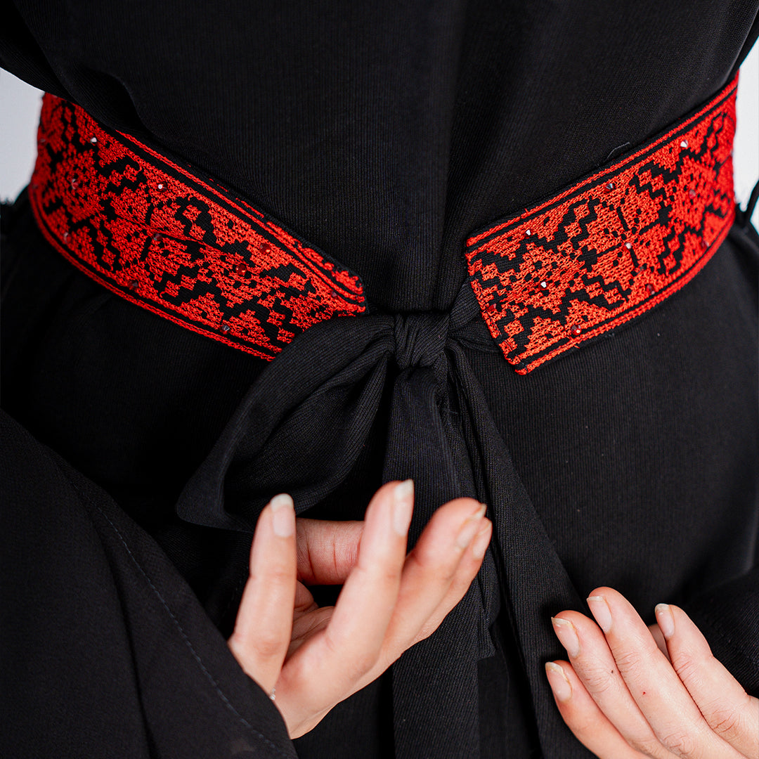 Rafah Abaya (Red & Black)