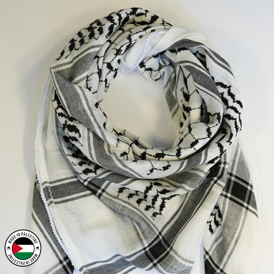 Black & White Hirbawi Kufiya (Kuffiyeh)