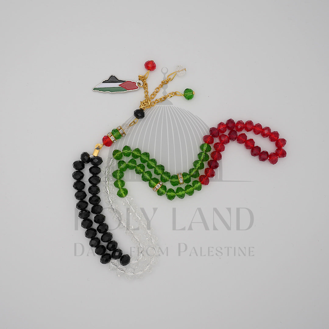 Palestine Tasbiha (99 Prayer beads) Gold Beads with Flag