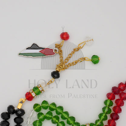 Palestine Tasbiha (99 Prayer beads) Gold Beads with Flag