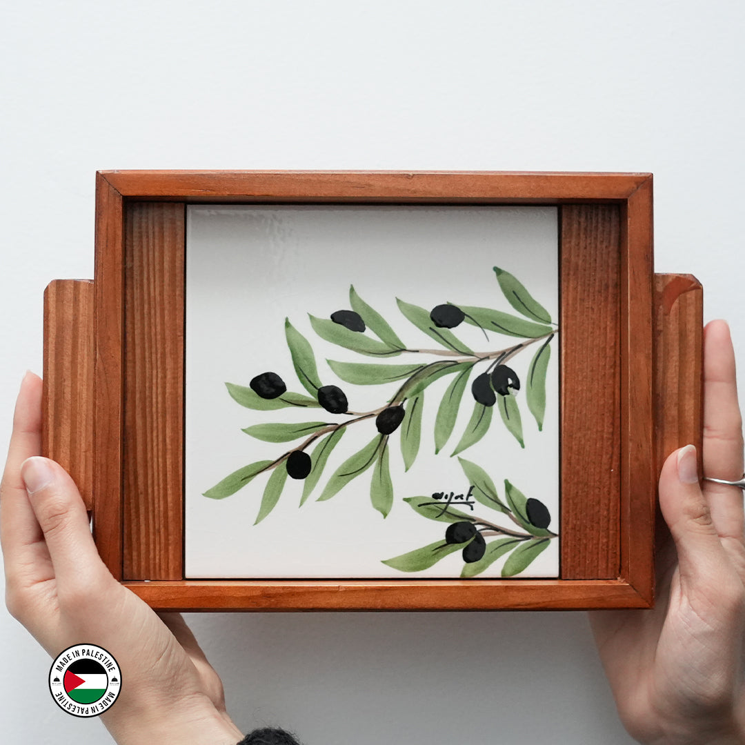 Olive Tree Wooden Tray (15x15cm)