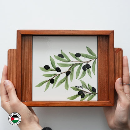 Olive Tree Wooden Tray (15x15cm)