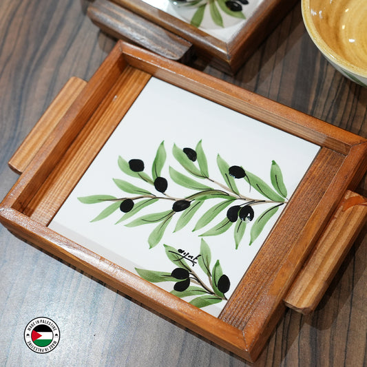 Olive Tree Wooden Tray (15x15cm)