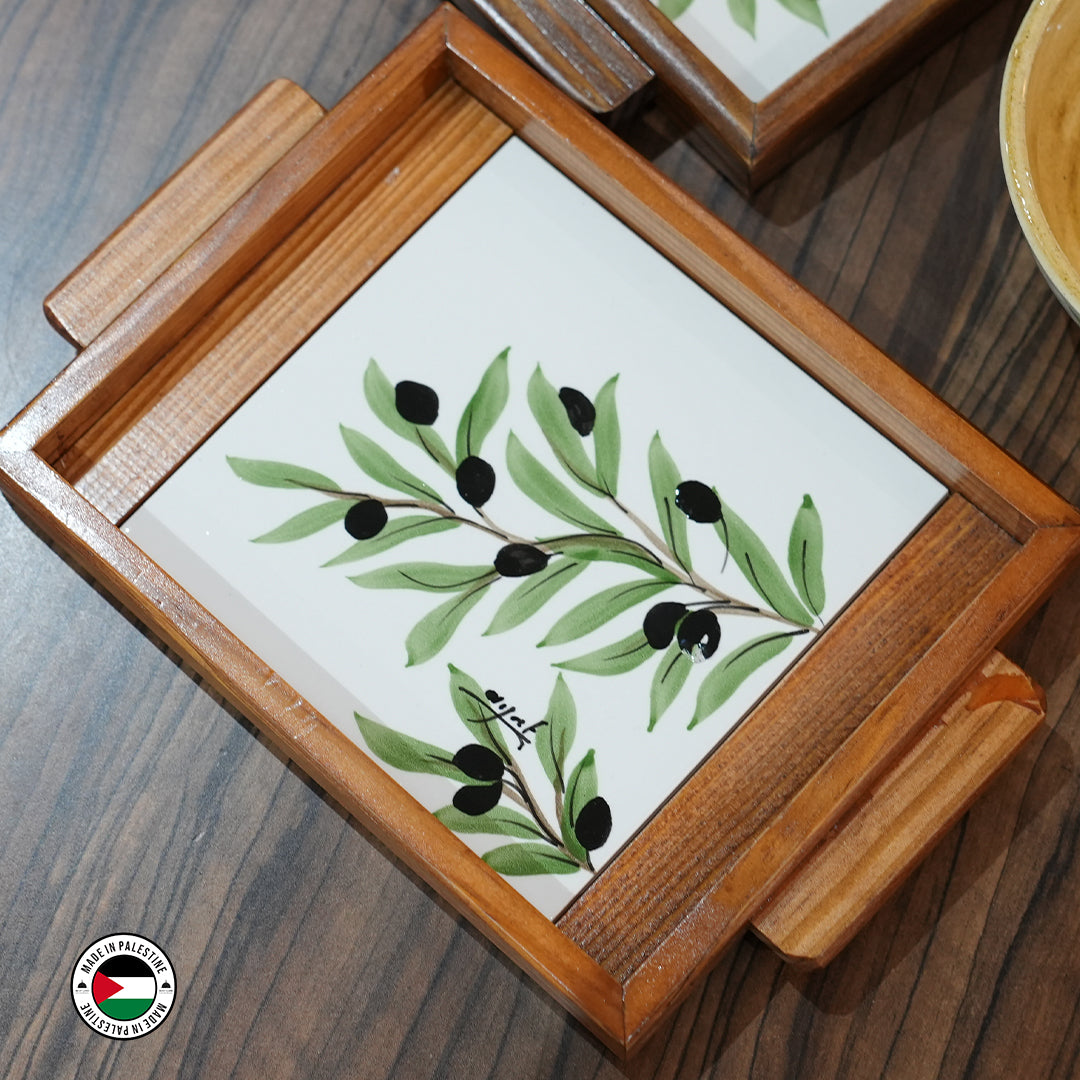 Olive Tree Wooden Tray (15x15cm)