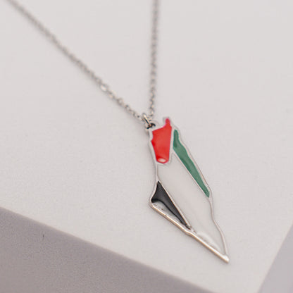 Palestine Flag (Silver) Necklace