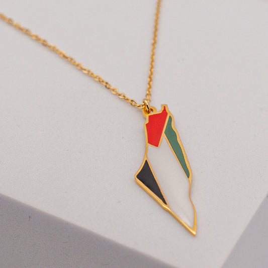 Palestine Flag (Golden) Necklace