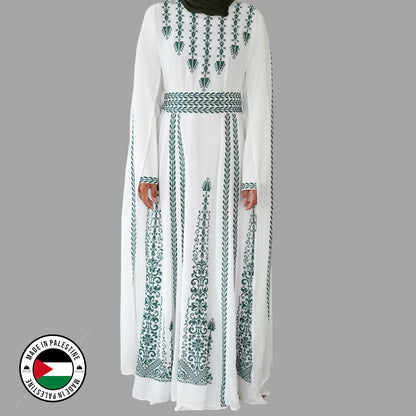 Yaffa Abaya (White & Green)